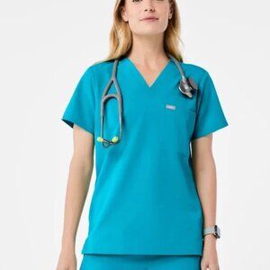FIGS Catarina One-Pocket Scrub Top in Teal Blue size Women's Large Regular